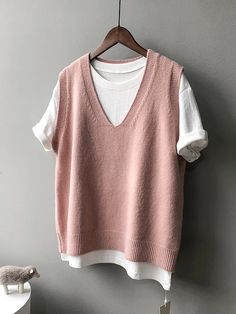 Effortless Elegance: V-Neck Loose Sleeveless Vest in 9 Colors Casual V-neck Tank Top For Layering, Pink V-neck Sweater Vest For Fall, Summer V-neck Layering Vest, Pink Sleeveless Casual Sweater Vest, Casual Pink Sleeveless Sweater Vest, Pink V-neck Sweater Vest For Summer, Pink V-neck Tank Top Casual Style, Pink V-neck Tank Top Casual, Pink V-neck Casual Tank Top