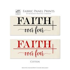 two different font styles with the words faith over fear, cotton and cotton on them