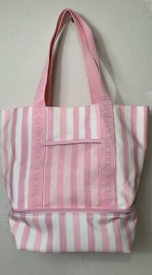 Victoria's  Secret Pink Stripe Cooler Tote Bag NWT  | eBay Vs Bag, Cooler Tote Bag, Limited Edition Bag, Victoria Secret Tote Bags, Cooler Tote, Party Essentials, Striped Bags, Pink Stripes, Pink Bag