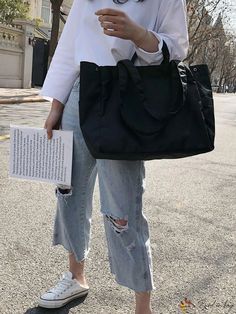 Bird in Bag - Casual Everyday Commuter Tote Bag with Ample Storage Capacity Casual Everyday, Bird In Bag, Black Style, Handle Bag, Casual Bags, Top Handle, Fashion Bags, Black Fashion, Top Handle Bag