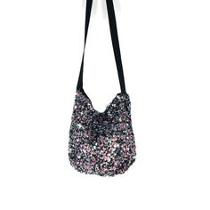 "Sequin Handbag Mini Sequin Hobo Bag Pink Gray Black Blue Paillette Purses Multi Colored Sequin Shoulder Bag Sequin Crossbody Bag Glam Bags Sparkle and shine in this multi-colored paillette sequin handbag Big or little...shoulder strap or crossbody Fully-lined in black shiny satin Center magnetic closure 1\" wide nylon webbing strap Shoulder Strap: 17\" drop Crossbody Strap: 27\" drop Custom Size bags and strap lengths available upon request. LARGE HOBO BAG Approximate Measurements: 21\" wide ac Party Crossbody Bucket Bag With Mobile Phone Holder, Party Bucket Bag With Adjustable Strap, Party Satchel Baguette Bag With Removable Pouch, Party Crossbody Bag With Detachable Strap, Party Shoulder Satchel With Mobile Phone Bag, Party Baguette Satchel Bag With Removable Pouch, Evening Shoulder Bag For Mobile Phone, Party Tote Bag With Detachable Handle, Party Baguette Bag With Removable Pouch Satchel