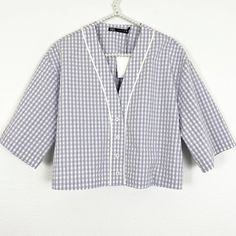 Removed The Tags But Never Worn!! Gingham Buttoned Tops For Spring, Gingham Summer Tops With Buttons, Zara Plaid Tops For Spring, Summer Gingham Top With Buttons, Zara Gingham Tops For Summer, Summer Gingham Top With Button Closure, Zara Collared Tops With Button Closure, Casual Gingham Zara Tops, Zara Gingham Casual Tops