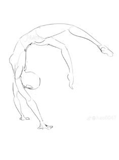 a drawing of a man doing a handstand on one leg and holding a ball in the other hand