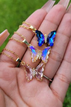 Stand out in a crowd, with this ethereal piece! 18K Gold Plated Includes 18" Chain Stainless Steel 3 color options Ethereal Jewelry, Butterfly Necklace Gold, Necklace Butterfly, Pretty Jewelry Necklaces, Jewelry Accessories Ideas, Girly Accessories, Jewelry Blue, Pretty Jewelry, Classy Jewelry