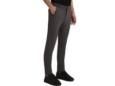 BUGATCHI Flat Front Casual Pants - Men's Clothing : Charcoal : Pair the BUGATCHI Flat Front Casual Pants with your favorite outfit and look stylish. Belt loop waist with zip-fly and buttoned front closure. Ankle-length construction. Pull-on style. Slim fit. 60% rayon, 34% nylon, 6% spandex. Machine wash. Imported. Slim Fit Straight Elastane Pants, Slim Fit Elastane Trousers, Business Casual Slim Fit Elastane Bottoms, Slim Fit Bottoms With Pockets, Slim Fit Elastane Ankle-length Pants, Slim Fit Full Length Elastane Pants, Fitted Pants With Zip Fly, Fitted Full-length Pants With Zip Fly, Fitted Full Length Pants With Zip Fly