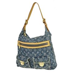 LOUIS VUITTON Buggy GM Shoulder Bag Monogram Denim Leather Blue France M95048       ( - )   SKU ( HG591 OY3  ) 👜DETAILS👜   BRAND LOUIS VUITTON STYLE Shoulder Bag COLOR / MATERIAL Blue/Monogram Denim Canvas Leather   COUNTRY OF MANUFACTURE  France SERIAL NUMBER FL0076 DIMENSION SIZE ( inch ) W  13 x H 13.8 x D 3.9   " (approx.) SIZE ( cm ) W  33 x H 35 x D 10  cm (approx.) HANDLE DROP ( inch /cm ) 0 "/ 0  cm (approx.) SHOULDER DROP ( inch /cm ) 5.9 - 9.1 "/ 15 - 23  cm(approx.) COME WITH ( Accessories)  - POCKETS OUTSIDE Zipper pocket*1,Flap*2 INSIDE Open*1 ※ Example of Ranks✍ S New,Unused SA Less frequently used items A There is a little feeling of used, good condition AB There is a feeling of used, some noticeable scratches and dirt B There is a sense of overall used, there is a dirt an Lv Jeans, Louis Vuttion, Jeans Purse, Jean Purse, Louis Vuitton Keepall, Monogram Bag, Pocket Pattern, Monogrammed Leather, Blue Denim Jeans