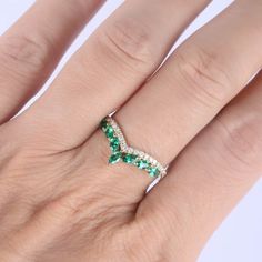 You are looking at a marquise cut emerald diamond wedding band.A stacking ring,matching band.Anniversary Gift, art deco Stacking Ring.Stones*4x2mm marquise Lab-created emerald.*0.10 Natural Real Diamonds. SI Clarity and H ColorMetal* Solid 10k 14k &18k.*Color:white gold,yellow gold,rose gold.Custom Order<><><><><><><><><><><><><><><>*The main stone can be other gemstones you can imagine,any birthstone c Green Marquise Diamond Promise Ring, Green Marquise Emerald Ring For Anniversary, Green Marquise Diamond Ring, Green Marquise Diamond Ring For Anniversary, Green Marquise Cut Emerald Promise Ring, Marquise Cut Emerald Promise Ring, Marquise Cut Diamond Ring For May Birthstone, Green Marquise Rings For Wedding, Marquise Emerald Wedding Ring