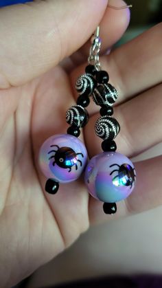 Short purple spider dangle earrings.Perfect for halloween 🎃 Purple Earrings For Halloween Party, Purple Halloween Jewelry Gift, Handmade Witchy Dangle Earrings, Purple Earrings As Halloween Gift, Purple Earrings For Halloween Gift, Handmade Purple Halloween Earrings, Purple Spider, Spider Earrings, Halloween Earrings