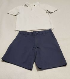 Old Navy Boys school uniform shorts Navy size 6 and Izod white Piqued shirt. Shorts is with elastic as shown in pics Shirt has name Massimo scribble above label No rips or stains Will be happy to combine shipping upon request See all pics All items come from a smoke and pet free environment Cotton School Uniform Bottoms, White Shorts For School, Boys School Uniform Shorts, Black Uniform, Pique Shirt, Navy Boys, Boys School Uniform, Be Happy, Bermuda Shorts