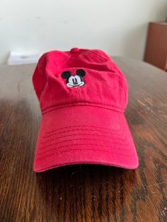 Red Mickey Mouse dad hat. Dad Hat, Trucker Cap, Dad Hats, Caps Hats, Accessories Hats, United States, Baseball, Hats, Red