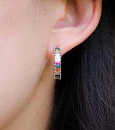 Big Rainbow Shimmer Hoop Huggies - Nikki Smith Designs Ear Style, Sensitive Ears, Huggies Earrings, Do You Need, Gold And Silver, Silver Gold, Gold Plate, Plating, Rainbow