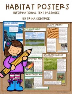 habitat posters with information about animals and their habitats