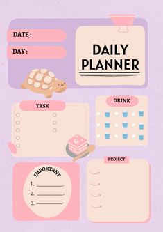 the daily planner is displayed on a purple background