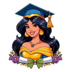 a woman wearing a graduation cap and gown with flowers around her waist, smiling at the camera