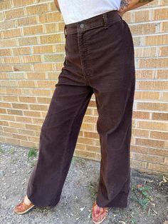 really great condition  leg opening is 12" model is 5'7  and a 26 waist Full-length Corduroy Pants For Fall, Corduroy Pants For Fall, Fall Full-length Corduroy Pants, Retro High-waisted Pants For Fall, Full-length Corduroy Bottoms For Fall, Full Length Corduroy Bottoms For Fall, Fall Retro High-waisted Pants, Fall Full Length Corduroy Bottoms, Retro Relaxed Fit Straight Pants