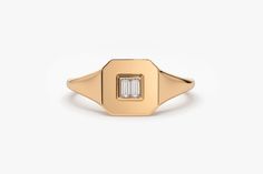 Luxury Rose Gold Signet Ring With Single Diamond, Formal Rose Gold Baguette Jewelry, Rose Gold 14k Jewelry With Baguette Diamonds, 14k Rose Gold Jewelry With Baguette Diamonds, Classic Rose Gold Diamond Ring With Baguette Diamonds, Luxury 14k Gold Rectangular Diamond Ring, Classic Rose Gold Rings With Baguette Diamonds, Timeless Rose Gold Rings With Baguette Diamonds, Classic Rose Gold Ring With Baguette Diamonds