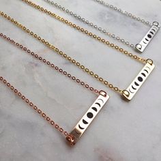 Moon Phase Necklace, Gold Bar Necklace, Rose Gold Moon Necklace, Gold Moon Necklace, Silver Moon Nec Moon Necklace Gold, Silver Moon Necklace, Moon Phase Jewelry, Planet Jewelry, Moon Necklace Silver, Gold Moon Necklace, Edgy Jewelry, Moon Phases Necklace, Necklace Moon