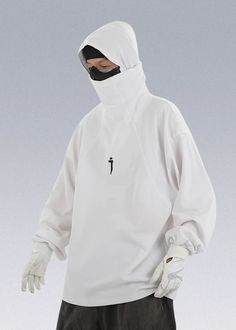 23 AW Turtleneck Ninja Hoodie - Jiye Heavy Industry - X Techwear Ninja, Techwear Hoodie With Double-lined Hood, Cotton Techwear With Double-lined Hood, Cotton Hooded Techwear Sweatshirt, Techwear Hoodie With Double-lined Hood And Crew Neck, Techwear Long Sleeve Hoodie With Double-lined Hood, Ninja Hoodie, Simple Logo, Shopping Hacks