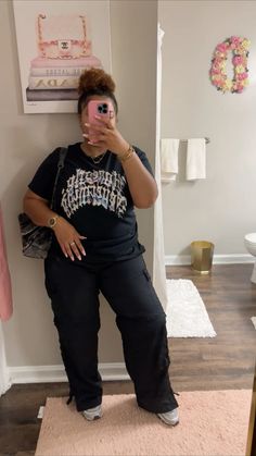 Summer Outfits Black Woman Mid Size, School Tshirt Outfit, Big Girl Outfits, Outfit Ideas Streetwear, Plus Size Baddie Outfits, Cute Outfits With Leggings, Mommy Outfits, Miss Lola