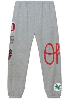 Get cozy in these Ohio State Buckeyes Grey Origins Sweatpants! Whether you're relaxing watching the game or just out running errands, these The Ohio State University Sweats are the perfect way to show your Buckeyes spirit in comfort and style. These Ohio State Buckeyes Sweatpants also feature a team initials on left leg with team graphics and accomplishments on right leg. Casual Cotton Pants With Embroidered Logo, Streetwear Cotton Bottoms With Embroidered Logo, Cotton Bottoms With Embroidered Logo For Streetwear, Casual Bottoms With Embroidered Logo For Loungewear, Collegiate Cotton Bottoms For Streetwear, Casual Sports Bottoms With Logo Detail, Cotton Sports Bottoms With Graphic Print, Casual Cotton Sweatpants With Embroidered Logo, Graphic Print Cotton Sports Bottoms