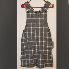 Womens Angie Plaid Overall Pinafore Mini Dress Size Small Cat Print Dress, Mini Gold Dress, Plus Size Mini Dresses, Beach Mini Dress, Elastic Waist Dress, Paisley Print Dress, Tie Front Dress, Tropical Dress, Black Knit Dress