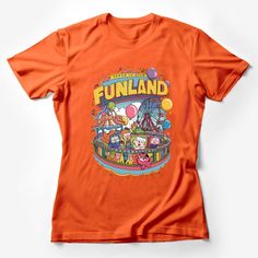 Colorful Funland Cartoon Theme Park T-Shirt, Unisex Graphic Tee, Amusement Park Design, Casual Wear, Gift for Theme Park Lovers Female T-Shirt Custom graphic T-Shirt.Customize your color Themed Short Sleeve T-shirt With Cartoon Print, Themed Pre-shrunk Short Sleeve T-shirt, Themed Short Sleeve Pre-shrunk T-shirt, Playful Short Sleeve Top For Fan Merchandise, Themed Cartoon Print Crew Neck T-shirt, Themed Cotton T-shirt With Letter Print, Themed Screen Print Tops For Fan Merchandise, Themed Short Sleeve Tops With Screen Print, Themed Pre-shrunk Cotton T-shirt