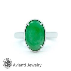 Jade Ring, White Gold Jade Ring, Green Jade Ring, Statement Ring With Jade, Oval Cut Jade Ring , 14 karat White Gold Jade Ring, Ring W/Jade by AviantiJewelry on Etsy Green Jade Ring, Ring White Gold, Jade Ring, Green Jade, Jade Green, Ring Ring, White Ring, 1 Carat, 12 Days