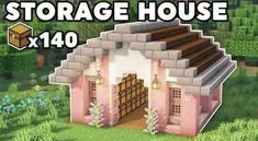 Easy Minecraft Storage House, Minecraft Houses Blueprints Cherry Blossom, Minecraft Simple Storage Room, Cute Storage Minecraft, Storage Building Minecraft Ideas, Minecraft Storage Building Tutorial, Mc Storage House, Cute Minecraft Storage House, Cute Minecraft Storage Room Ideas