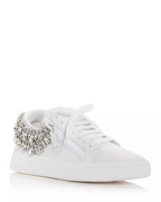 Giuseppe Zanotti - Women's GZ94 Embellished Low Top Sneakers Luxury Embellished Lace-up Sneakers, Embellished Leather Lace-up Sneakers, Embellished Leather Sneakers With Round Toe, Elegant Embellished Low-top Sneakers, Luxury Bedazzled Low-top Sneakers, Embellished Leather Sneakers, Luxury Bedazzled Round Toe Sneakers, Luxury Bedazzled Sneakers, Luxury Embellished Leather Sneakers