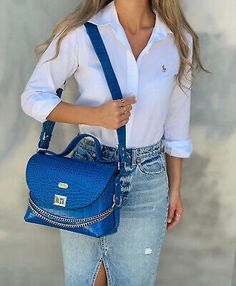 Royal Blue Italian Leather Bag, Blue Sustainable Unique Leather Handcrafted Bag | eBay Designer Blue Bag With Double Handle, Luxury Blue Top Handle Bag, Luxury Blue Handheld Satchel, Light Blue Leather Rectangular Bag, Light Blue Rectangular Leather Bag, Luxury Blue Shoulder Bag With Top Carry Handle, Designer Blue Bag With Top Carry Handle, Designer Blue Bags For Everyday Use, Designer Light Blue Shoulder Bag With Detachable Strap