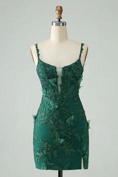 Amzcw Pretty Green Bodycon Spaghetti Straps Appliques Short Homecoming – Amzcw Dress Green Dress Birthday, Satin Prom Dress Short, Dark Green Prom Dresses, Bodycon Prom Dresses, Black Lace Formal Dress, Black Lace Evening Dress, Bodycon Dress Homecoming, Glitter Prom Dresses, Red Lace Prom Dress