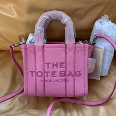 Authentic. Brand New. Color Candy Pink. Sold Out Everywhere. Leather. Dust Bag Included. Micro Size. Mesh Tote Bag, Marc Jacobs Tote, Girly Bags, Small Tote Bag, Crossbody Tote Bag, Pink Tote, Mini Tote Bag, Marc Jacobs Bag, The Tote Bag