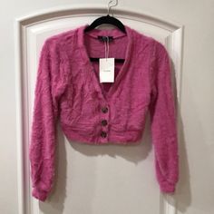 Brand New With Tags On. Open To Any Reasonable Offer Pink Crop Cardigan, Fluffy Pink Cardigan, Pink Fuzzy Cropped Cardigan, Pink Open Knit V-neck Cardigan, Short Sleeve Sweater Cardigan, Slouchy Cardigan, Pink V-neck Acrylic Cardigan, Open Sweater, Fringe Cardigan