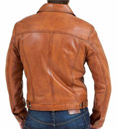 Mens Vintage Distressed Brown Leather Jacket Biker Lambskin | eBay Sheepskin Jacket Mens, Motorcycle Vintage, Sheepskin Jacket, Vintage Biker