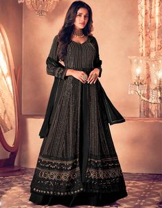 🔥 Embrace the allure of a bold statement with the Onyx Pant-Style Anarkali Semi-Stitched Heavy Designer Salwar Kameez IE-1661 and let its exquisite design and impeccable craftsmanship make you the center of attention with effortless sophistication! 🔥💖 #ArabicAttire #ModestFashion #PantStyleEnsemble #AnarkaliStyle #Onyx #BoldStatement #ContemporaryElegance #FashionistaVibes #UnforgettableStyle Plain Lehenga, Long Choli Lehenga, Celana Fashion, Anarkali Lehenga, Black Lehenga, Georgette Lehenga, Kameez Designs, Lehenga Suit, Lehenga Style