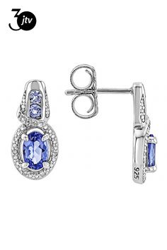 0.77ctw Oval And 0.14ctw Round Tanzanite With 0.03ctw Round White Diamond Accent Rhodium Over Sterling Silver Earrings. Measures Approximately 0.63"L x 0.30"W. Push backings. Oval Diamond Earrings With Gemstone, Oval Earrings With Pave Setting For Anniversary, Oval Birthstone Earrings For Formal Occasions, Silver Oval Diamond Earrings, Oval Pave Setting Earrings In Fine Jewelry, Oval Pave Set Fine Jewelry Earrings, Silver Oval Diamond Earrings With Gemstone, Oval Earrings With Pave Setting In Fine Jewelry Style, Fine Jewelry Oval Earrings With Pave Setting