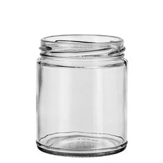 an empty glass jar with no lid on a white background for use as a storage container