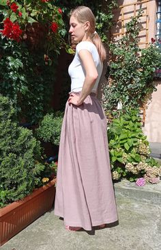 "Write the selected color in the message Handmade sand linen long skirt with pockets , perfect for casual wear and suitable for any occasion in any season Details: - 100% natural linen produced in Europe ; - medium weight (180 gram per square meter); - color: could be any from our colors catalog (color samples at the photo); Made to order, approximately a few days, If you have any questions please message me and I will be glad to answer. Size guide : Size XS Bust: fits bust around 33\"-34\"/ 84- Linen Maxi Skirt For The Beach, Beach Linen Maxi Skirt, Bohemian Linen Maxi Skirt For Beach, Bohemian Long Linen Maxi Skirt, Bohemian Linen Maxi Skirt, Linen Wide-leg Maxi Skirt For Beach, Beach Linen Wide Leg Maxi Skirt, Flowy Linen Bohemian Maxi Skirt, Bohemian Flowy Linen Maxi Skirt