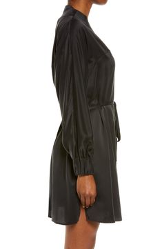 This silk robe is thermoregulating, breathable and perfect for lounging; best part—they can go in the washing machine. 100% silk Machine wash, dry flat Imported Chic Silk Robe For Sleeping, Fitted Long Sleeve Silk Robe, Black Silk Long Sleeve Robe, Chic Long Sleeve Silk Robe, Elegant Long Sleeve Robe With Relaxed Fit, Silk Robe, Leather Glove, Washing Machine, Hand Wash