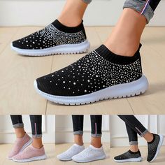 Description: Condition: 100% Brand New and High Quality Color: Black, White, Pink (Optional) Size: 35, 36, 37, 38, 39, 40, 41, 42, 43 (Follow the size chart to select please) Upper Material: Flying Weaving Cloth Outsole Material: MD Heel Type: Flat Platform Fastening: Slip On Toe Type: Round Toe Tube height: Low Tube Sole Craft: Injection Moulded Shoes Season: Spring, Summer, Autumn, Fall Pattern Type: Solid Color, Rhinestone Package Content: 1 Pair Shoes (Other Accessories are not included) Tip Woven Shoes, Rhinestone Flats, Ankle Shoes, Bling Shoes, Rhinestone Shoes, Summer Sneakers, Nude Shoes, Lightweight Sneakers, Breathable Sneakers