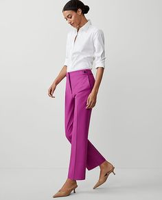 Elevate your wardrobe with the Ann Taylor Button Pencil Pant in Twill, a testament to chic functionality and vibrant style. This Fresh Fuchsia pant is meticulously tailored to flatter your figure, featuring a high-rise fit that sits just below the natural waist and a slim leg that hits at the ankle. Perfect for both office and casual wear, these pants are as versatile as they are stylish.

- **Size**: 4 (Regular)
- **Color**: Fresh Fuchsia
- **Material**: 54% Viscose, 39% Cotton, 7% Lyocell
- ** Elegant Pink Bottoms With Buttons, Chic Ankle-length Pink Dress Pants, Chic Pink Ankle-length Pants, Fitted Pink Ankle-length Wide Leg Pants, Tailored Ankle-length Pink Pants, Pink Dress Pants, Pink Cotton Ankle-length Pants, Pencil Pant, Petite Womens Clothing