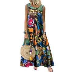 Buy two at a time, get more discounts: https://www.walmart.com/ip/Women-Crew-Neck-Sleeveless-Graffiti-Printed-Casual-Loose-Maxi-Dresses-2-Pack/564957732 Please Not Only Reference The Size Guide Provided By Walmart But Also Have To Reference Ours,Which Shows In the Product Detail Pictures. Material: 65% Cotton+35% Rayon Type: Dress Color: Green, Red Package include: 1 Dress Product Detail: -Sleeveless -O-Neck -Simple and Comfortable -Side Pockets -Ankle Length -Printed Dress Size: XL.  Gender: fe Walmart Clothes, Hippie Maxi Dress, Tulle Party Dress, Casual Maxi Dress, Sundress Summer, Loose Maxi Dress, A Line Prom Dresses, Midi Dress Party, Chiffon Prom Dress