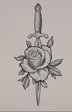 Knife And Rose Tattoo, Rose And Dagger Tattoo, Dagger Drawing, Sewing Tattoos, Rose And Dagger, Rose Drawing Tattoo, Knife Tattoo, Invisible String, Clever Tattoos