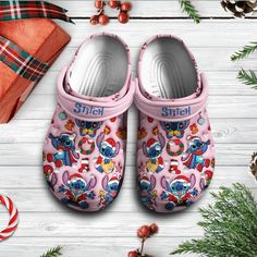 Funny Stitch Christmas Pink Clogs For Kids & Adults Lilo And Stitch Christmas, Funny Stitch, Disney Crocs, Kids Clogs, Pink Crocs, Christmas Disney, Crocs Crocband, Crocs Clogs, Christmas Pink