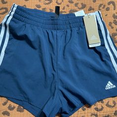 Nwt Size Xs Adidas Blue Workout Shorts, Adidas Blue Athleisure Athletic Shorts, Adidas Blue Shorts With Three Stripes, Casual Blue Adidas Athletic Shorts, Casual Adidas Blue Athletic Shorts, Adidas Blue Cotton Shorts, Blue Shorts With Three Stripes For Summer, Casual Adidas Blue Shorts, Casual Blue Adidas Shorts