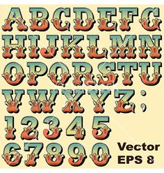 an old fashioned alphabet with letters and numbers