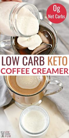 low carb keto coffee creamer in a glass mug