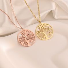 Introducing our Engraved Family Tree Name Necklace, a timeless symbol of eternal family connections. This exquisite necklace is designed to create a meaningful bond with family members, featuring a tree symbol that represents the everlasting nature of family connections. With customizable family names, it adds a unique and personal touch, making it a special and tailored gift for your beloved family members. Experience the joy of celebrating your family's bond with our personalized Engraved Fami Tree Of Life Round Pendant Necklace For Mother's Day, Mother's Day Tree Of Life Necklace Gift For Mom, Mother's Day Tree Of Life Round Necklace, Mother's Day Tree Of Life Necklace, Tree Of Life Necklace For Anniversary On Mother's Day, Tree Of Life Necklace For Anniversary And Mother's Day, Tree Of Life Necklace For Anniversary, Mother's Day, Mother's Day Tree Of Life Round Pendant Jewelry, Symbolic Jewelry For Anniversary On Mother's Day