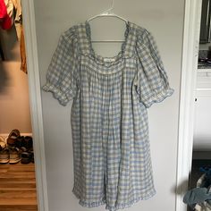 Doen Frede Dress. Mini Blue Plaid. Size Large. Worn Twice. Perfect Condition. Size Large Could Fit Medium Mini Blue, Dress Mini, Blue Plaid, Blue Gray, Blue Grey, Colorful Dresses, Color Blue, Plaid, Mini Dress