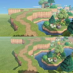 two different views of the same area in animal crossing